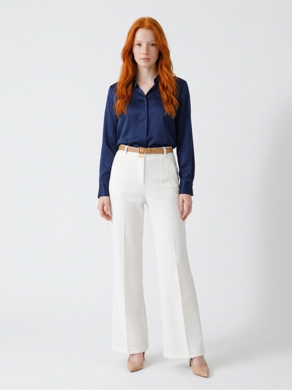 Soho White Wide-Leg Trousers